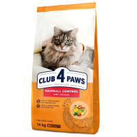 Сухий корм для дорослих котів з ефектом виведення шерсті Club 4 Paws Premium 14 кг - курка