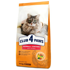 Сухий корм для дорослих котів з ефектом виведення шерсті Club 4 Paws Premium 14 кг - курка