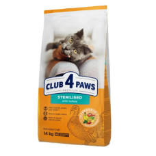 Сухий корм для стерилізованих котів Club 4 Paws Premium 14 кг - індичка