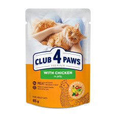 Вологий корм для котів Club 4 Paws Premium pouch (24 шт упаковка) курка в желе