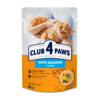 Вологий корм для котів Club 4 Paws Premium 85 г (24 шт упаковка) (лосось в соусі)