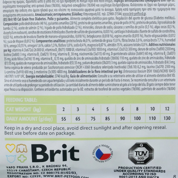 Brit GF Veterinary Diet Cat Diabetes сухой корм для котов при диабете 2кг Brit VetDiets – купить со скидкой