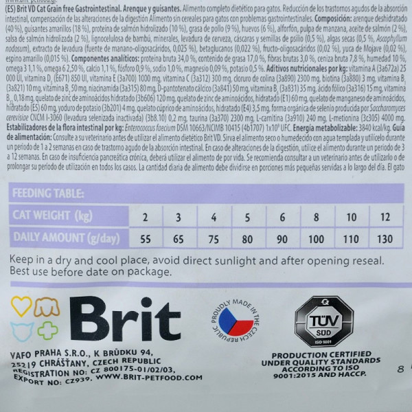 Brit GF Veterinary Diet Cat Gastrointestina сухий корм для котів із захворюваннями ШКТ, 2 кг Brit VetDiets – купити зі знижкою %