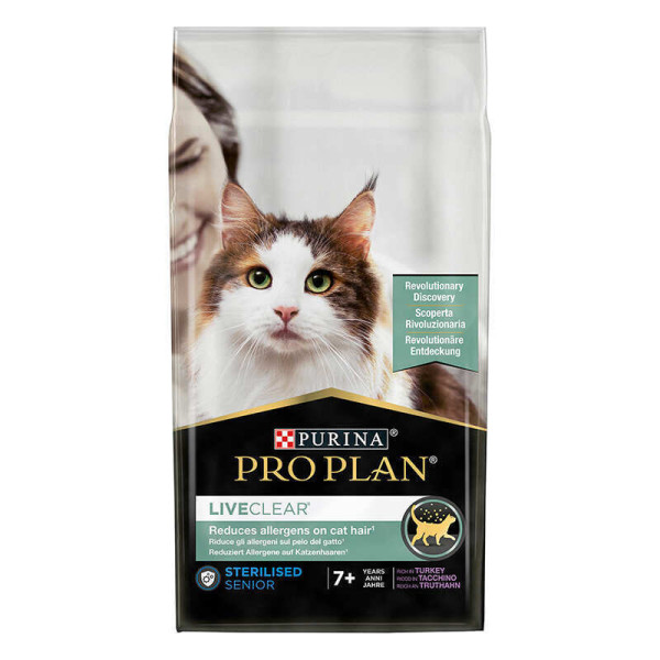 Purina Pro Plan LiveClear Sterilised Senior - Сухой полнорационный корм с индейкой для кастрированных котов и стерилизованых кошек старше 7 лет Pro Plan – купить со скидкой