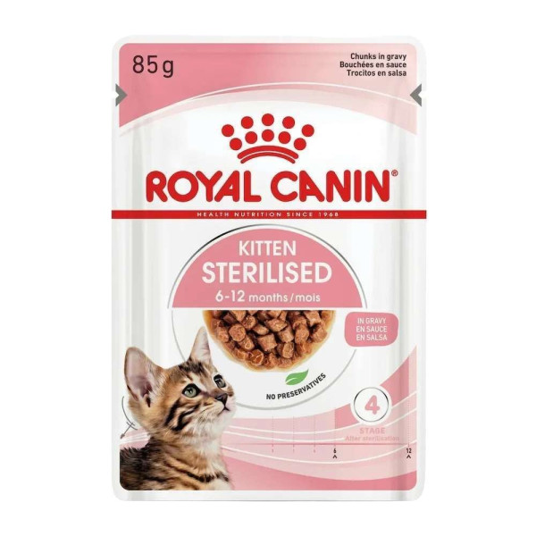 Вологий корм для кошенят Royal Canin Kitten Sterilised Gravy pouch 85 г (1 упак 12 шт) Royal Canin – купити зі знижкою %