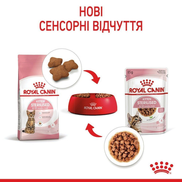 Вологий корм для кошенят Royal Canin Kitten Sterilised Gravy pouch 85 г (1 упак 12 шт) Royal Canin – купити зі знижкою %