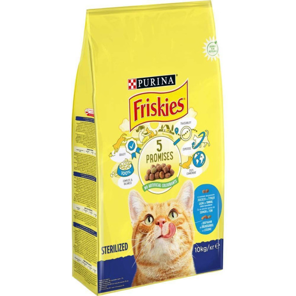 Сухий корм для стерилізованих кішок Friskies 10 кг - лосось, тунець та овочі Friskies – купити зі знижкою %