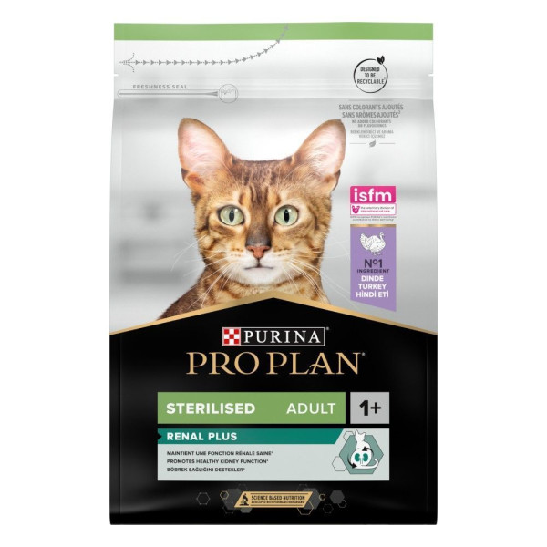 Сухой для стерилизованных кошек ProPlan Sterilised Adult 1+ Renal Plus 3 кг - индейка Pro Plan – купить со скидкой