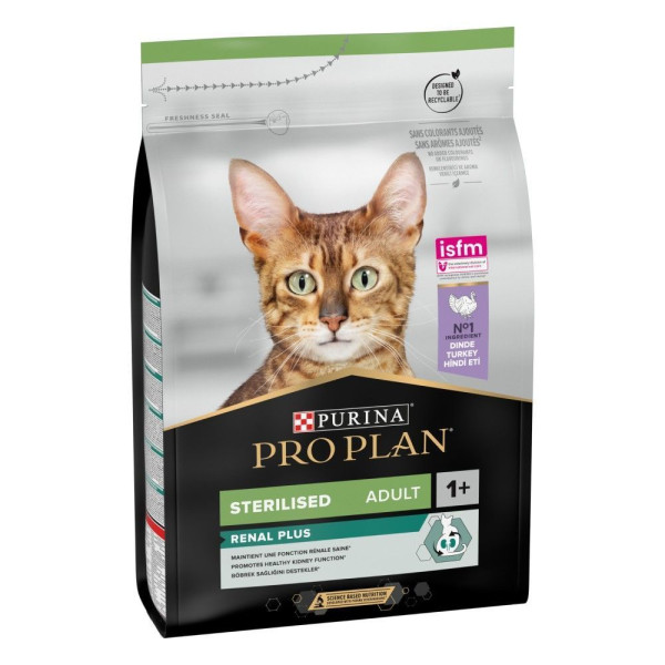 Сухой для стерилизованных кошек ProPlan Sterilised Adult 1+ Renal Plus 3 кг - индейка Pro Plan – купить со скидкой
