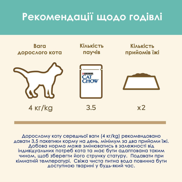 Вологий корм для виведення шерсті у котів Cat Chow Adult (курка і квасоля)(1 упаковка 26 шт) Cat Chow – купити зі знижкою %