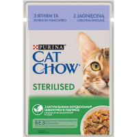 Вологий корм для стерилізованих котів Cat Chow Adult (ягня та квасоля)(1 упаковка 26 шт)