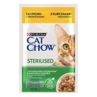 Вологий корм для стерилізованих котів Cat Chow Adult (курка і баклажани)(1 упаковка 26 шт)