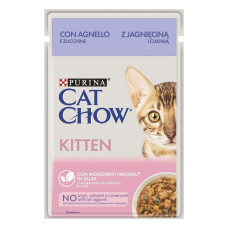 Вологий корм для кошенят Cat Chow Kitten pouch (ягня та кабачок)(1 упаковка 26 шт)