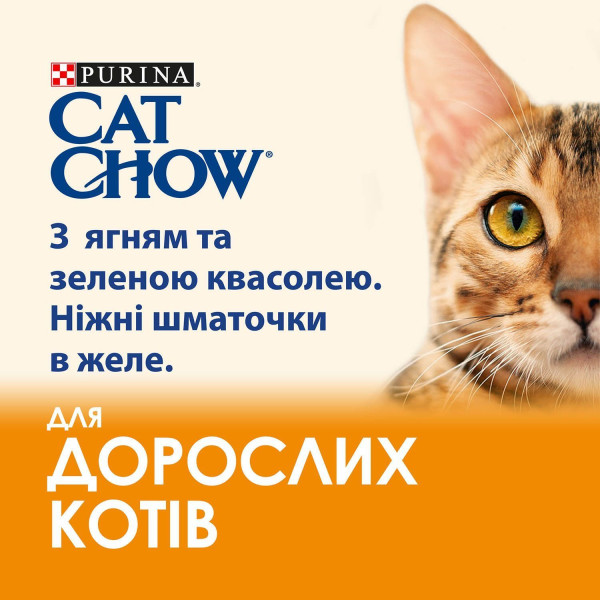 Вологий корм для котів Cat Chow Adult (ягня та квасоля)(1 упаковка 26 шт) Cat Chow – купити зі знижкою %