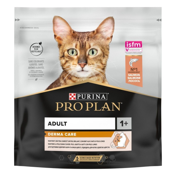 Сухой корм для кошек Pro Plan Adult 1+ Derma Care 400 г - лосось Pro Plan – купить со скидкой