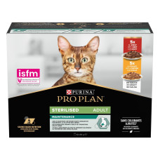 Набор влажного корма для кошек Pro Plan Adult Sterilised Maintenance 10 шт х 85 г - говядина и курица
