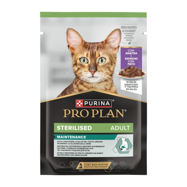 Влажный корм для котов Pro Plan Sterilized Adult pouch 85 г 26 шт - утка Pro Plan – купить со скидкой