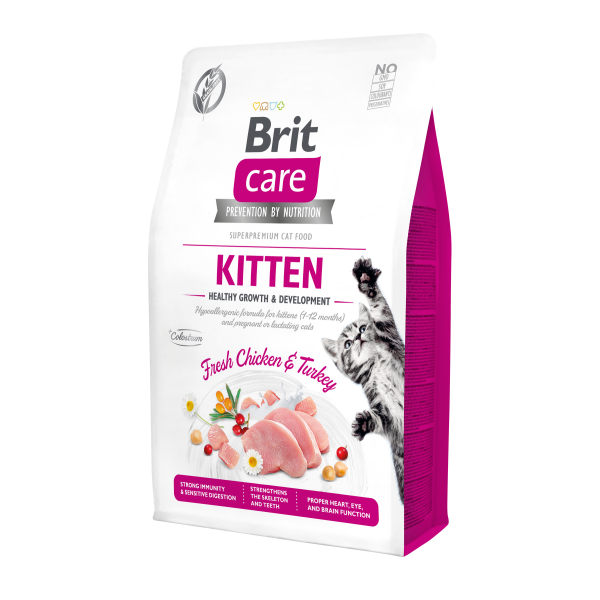 Сухий корм для кошенят Brit Care Cat GF Kitten HGrowth & Development 2 кг - курка і індичка Brit Care – купити зі знижкою %