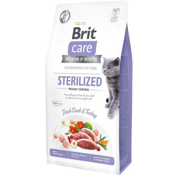 Brit Care Cat GF Sterilized Weight Control сухой корм для кошек 7 кг - утка и индейка Brit Care – купить со скидкой