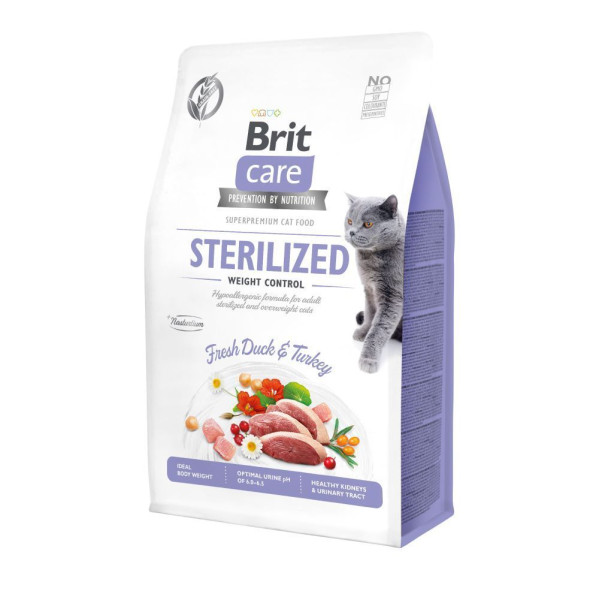 Сухий корм для котів Brit Care Cat GF Sterilized Weight Control 2 кг - качка та індичка Brit Care – купити зі знижкою %