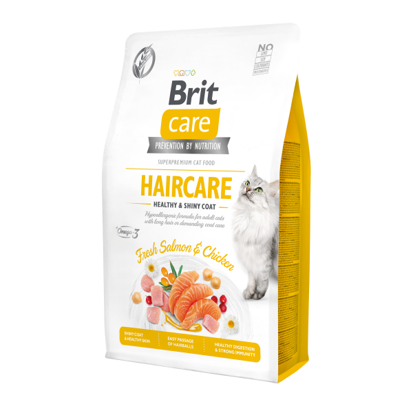 Сухий корм для котів Brit Care Cat GF Haircare Healthy & Shiny Coat 2 кг - курка і лосось Brit Care – купити зі знижкою %