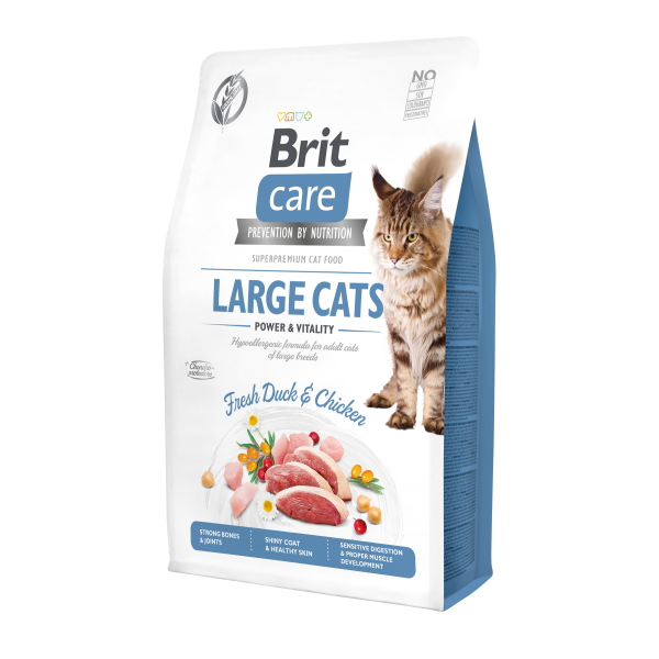 Сухий корм для котів великих порід Brit Care Cat GF Large cats Power & Vitality 2 кг - курка і качка Brit Care – купити зі знижкою %