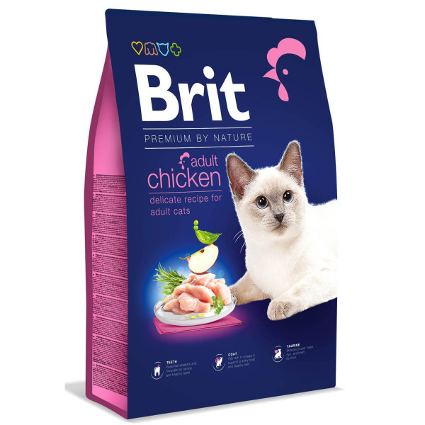 Сухой корм для котов Brit Premium by Nature Cat Adult Chicken 8 кг - курица Brit Premium – купить со скидкой