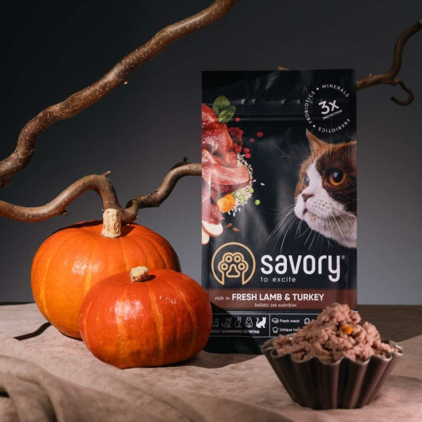 Savory Sensitive Digestion Fresh Adult сухий корм для котів 2 кг - ягня та індичка Savory – купити зі знижкою %