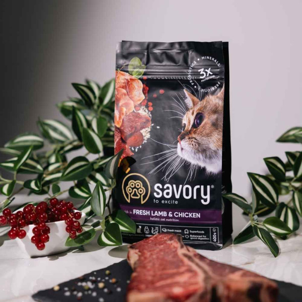 Savory Steril Fresh Adult сухий корм для котів 2 кг - ягня та курка Savory – купити зі знижкою %
