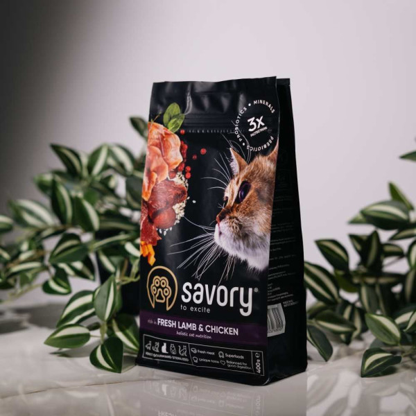 Savory Steril Fresh Adult сухий корм для котів 2 кг - ягня та курка Savory – купити зі знижкою %