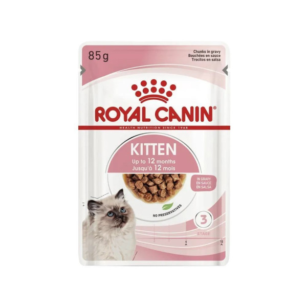 Вологий корм для кошенят Royal Canin Kitten Gravy pouch 85 г (1 упак 12 шт) Royal Canin – купити зі знижкою %