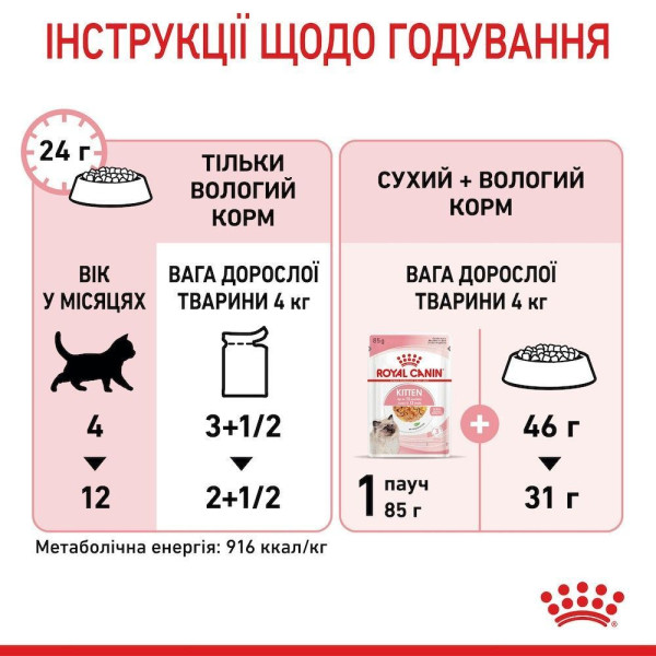 Вологий корм для кошенят Royal Canin Kitten Jelly pouch 85 г (1 упак 12 шт) Royal Canin – купити зі знижкою %