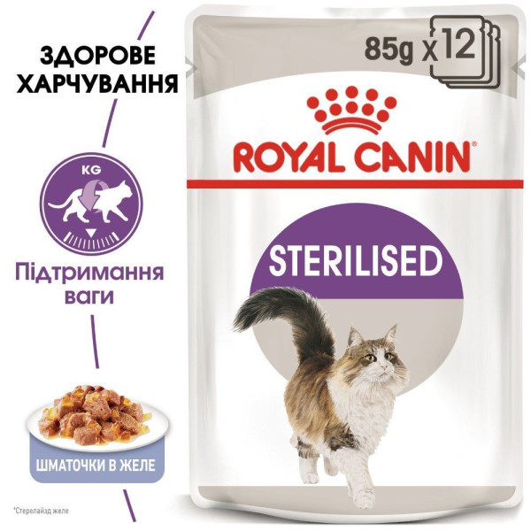 Вологий корм для котів Royal Canin Sterilized Jelly pouch 85 г (1 упак 12 шт) Royal Canin – купити зі знижкою %