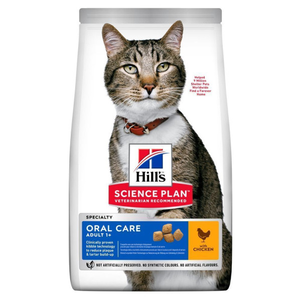 Сухой корм для кошек Hill's Science Plan Oral Care Adult 1,5 кг - курица Hills – купить со скидкой