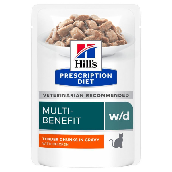 Влажный корм для кошек Hill's Prescription Diet Multi-Benefit w/d pouch 85 г(1 упаковка 12 шт) Hills – купить со скидкой