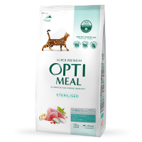 Сухий корм для стерилізованих котів Optimeal Adult Cat Sterilised Turkey With Oat 1,5 кг - індичка та овес