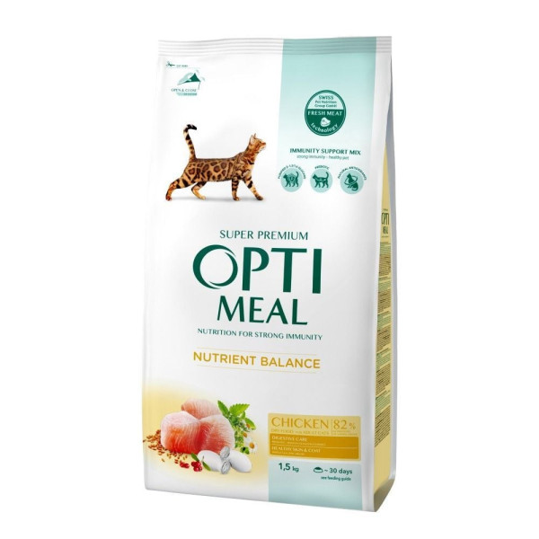 Сухий корм Optimeal Adult Cat Chicken для дорослих котів 1,5 кг - курка Optimeal – купити зі знижкою %