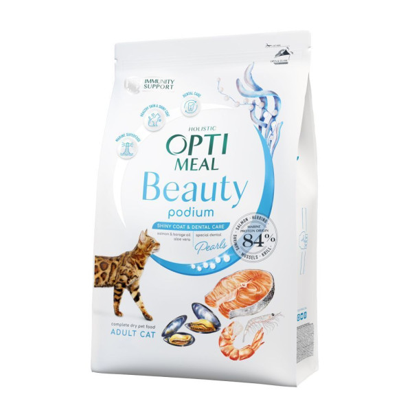 Сухий корм для котів Optimeal Beauty Podium Shiny Coat & Dental Care 4 кг - морепродукти Optimeal Beauty – купити зі знижкою %