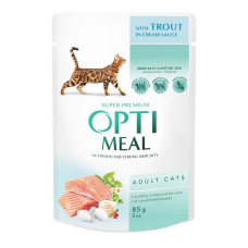 Вологий корм для котів Optimeal pouch (12 шт упаковка) (з фореллю в кремовому соусі)