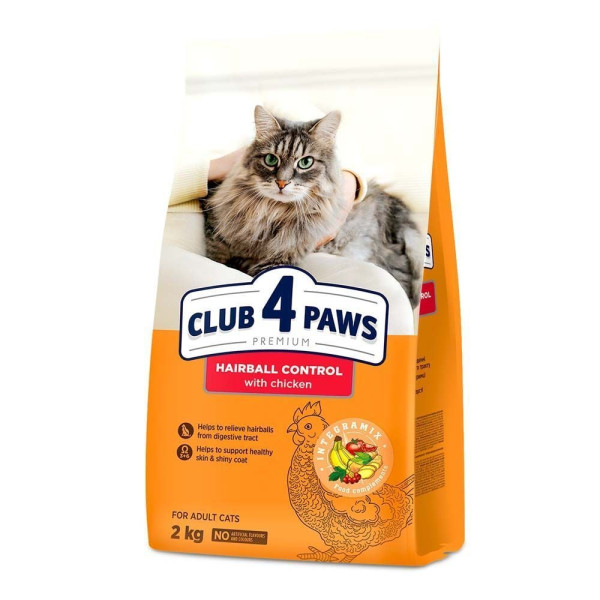 Сухий корм для котів з ефектом виведення шерсті Club 4 Paws Premium 2 кг - курка Club 4 Paws – купити зі знижкою %