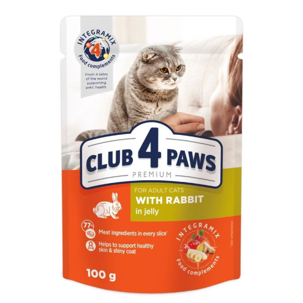 Club 4 Paws Premium вологий корм для котів (24 шт упаковка) - кролик Club 4 Paws – купити зі знижкою %