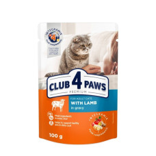 Вологий корм для котів Club 4 Paws Premium pouch (24 шт упаковка) - ягня
