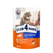 Вологий корм для котів Club 4 Paws Premium pouch (24 шт упаковка) тріска