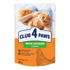 Вологий корм для котів Club 4 Paws Premium pouch (24 шт упаковка) курка в соусі