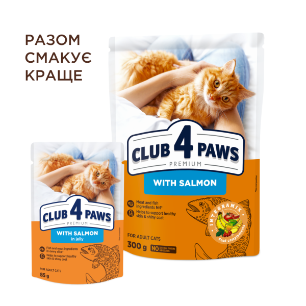 Вологий корм для котів Club 4 Paws Premium pouch (24 шт упаковка) лосось Club 4 Paws – купити зі знижкою %