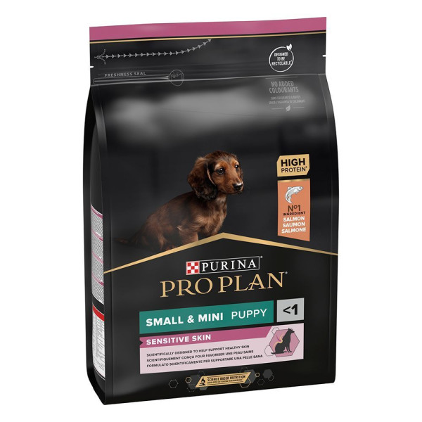 Сухой корм для щенковPro Plan Small and Mini Puppy Sensitive Skin 3 кг - лосось Pro Plan – купить со скидкой