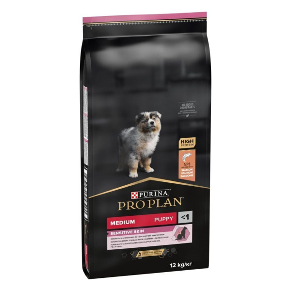 Сухой корм для щенков Pro Plan Puppy Medium Sensitive Skin, 12 кг - лосось Pro Plan – купить со скидкой