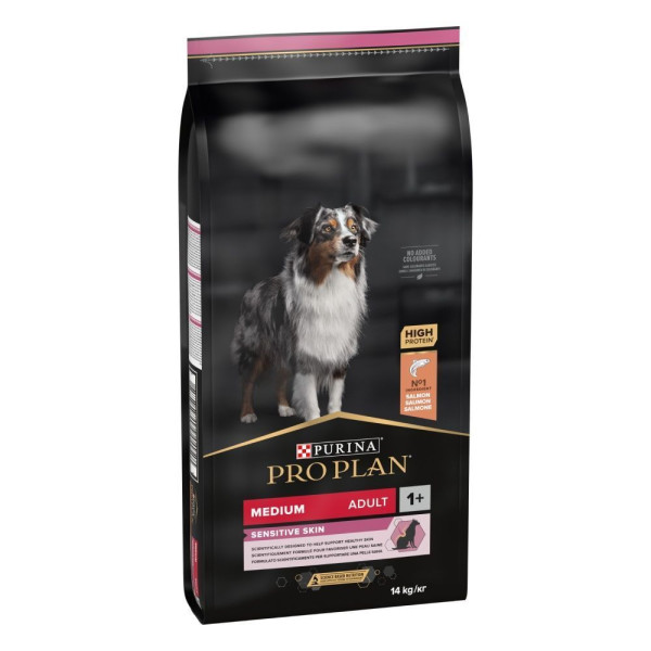 Сухой корм для собак ProPlan Medium Sensitive Skin 14 кг - лосось Pro Plan – купить со скидкой