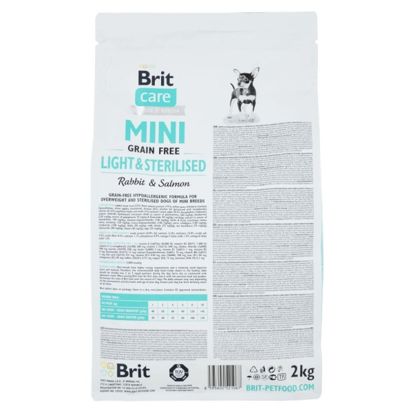 Brit Care Grain Free Mini Light&Sterilised сухий корм для собак 7 кг - кролик і лосось Brit Care – купити зі знижкою %