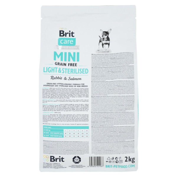 Brit Care Grain Free Mini Light&Sterilised сухий корм для собак 7 кг - кролик і лосось Brit Care – купити зі знижкою %
